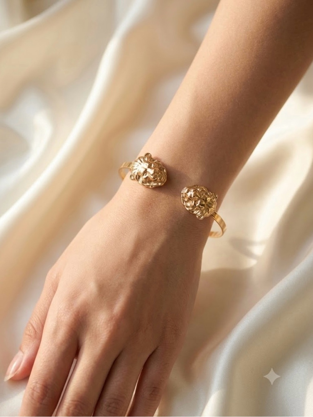 Gold Lion Head Cuff Bracelet - Women Jewelry